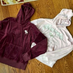 Two Abercrombie Kids girls velour hooded sweatshirts 9/10